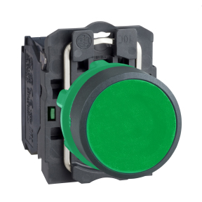 Schneider Electric 22mm Pushbutton; Round; Green; 1NO; Momentary